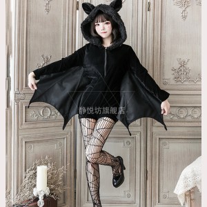Halloween Bat Girl Gothic Style Cloak + Pantyhose Set - SIZE M! (C42)